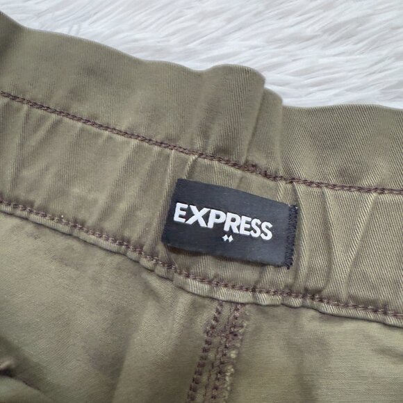 Women Express Shortie Super High Rise Paperbag in Olive Green Size Small - Picture 6 of 9